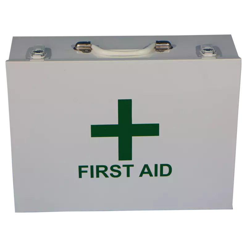 Empty metal box for first aid