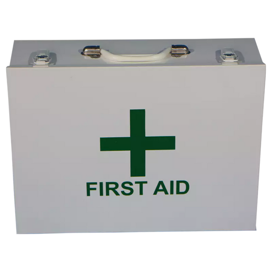 Empty metal box for first aid