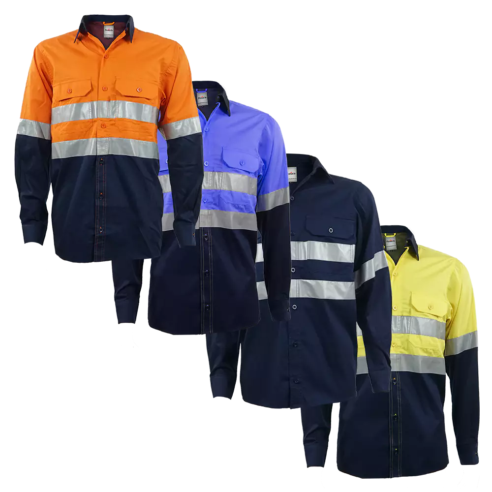 Ventilated mining shirt with reflective tape