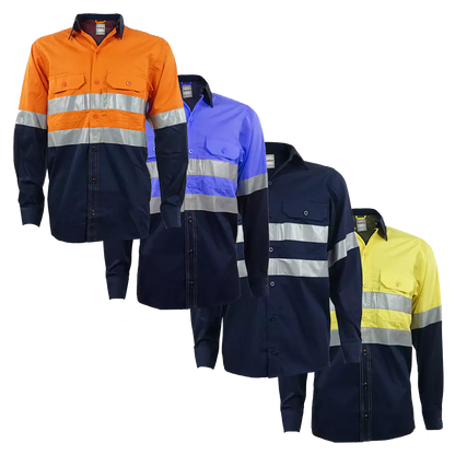 Ventilated mining shirt with reflective tape