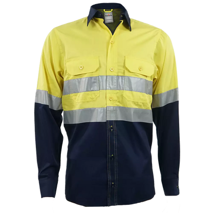 Ventilated mining shirt with reflective tape