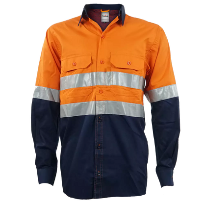 Ventilated mining shirt with reflective tape