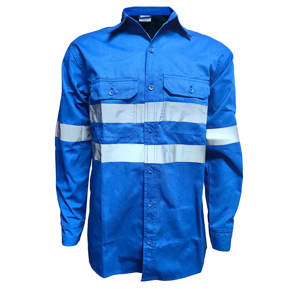 Ventilated mining shirt with reflective tape