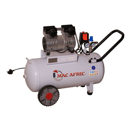 Compressor de ar silencioso profissional sem óleo de 50 litros 1,1 KW (1,5 HP) 230 V