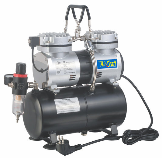 Two-cylinder airbrush compressor with 3L tank