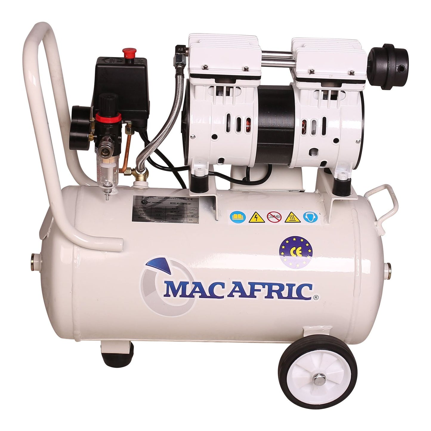 24 liter oil-free silent compressor 550 W (0.7 HP) 230 V