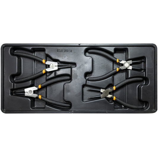 4-Piece Inner and Outer Ring Pliers Set with a Tray