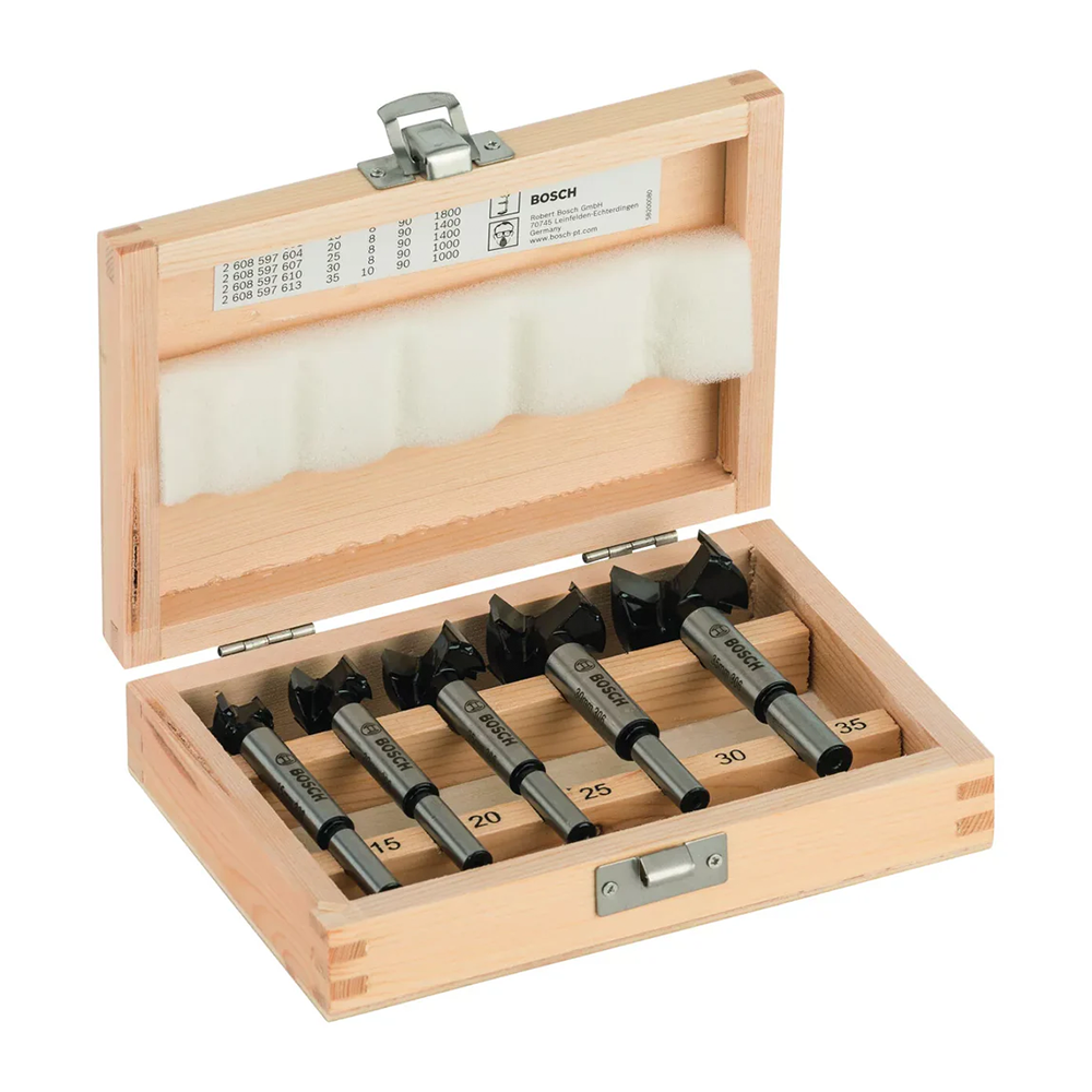 Professional 5 Piece Forstner Drill Bit Set