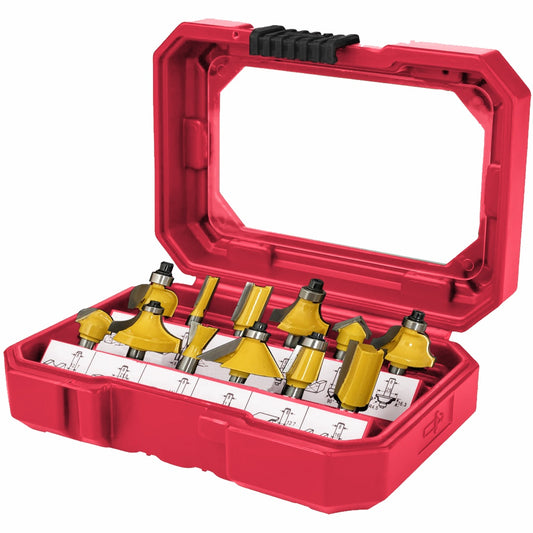 12 Piece Router Bit Set with Plastic Case