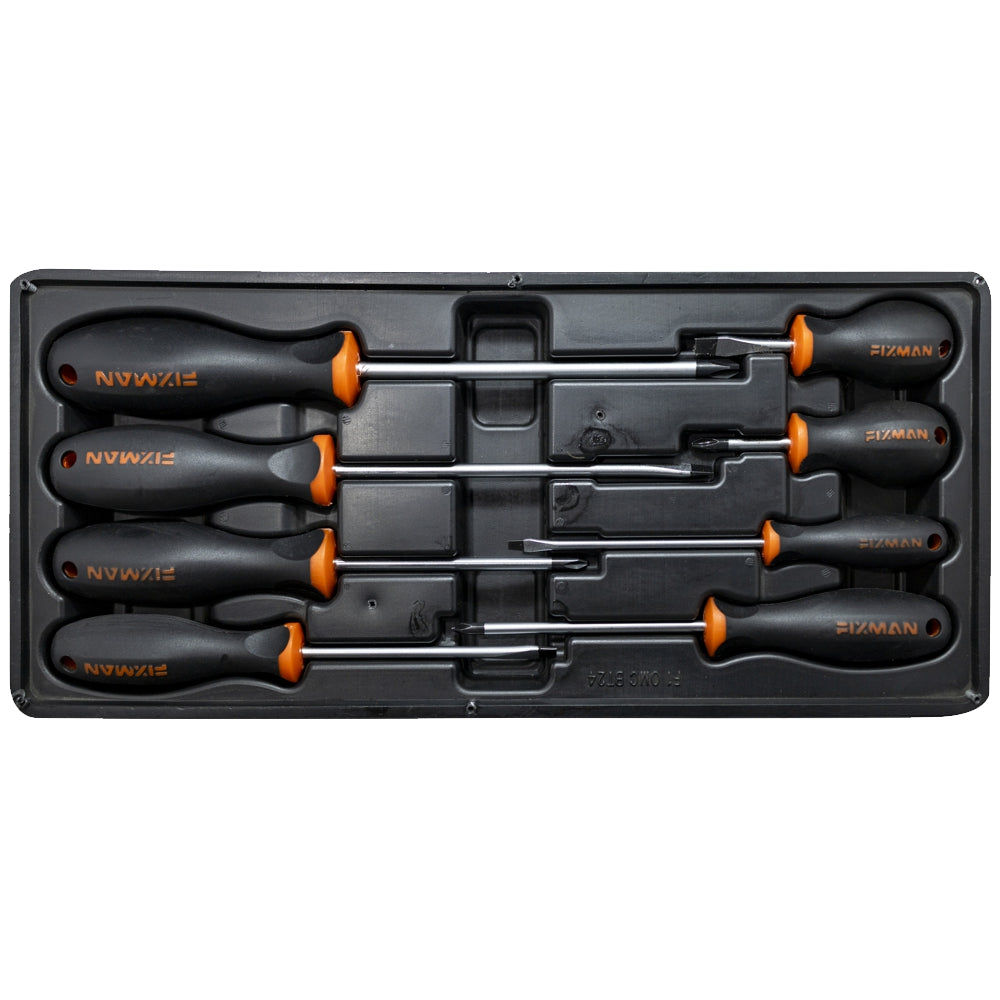 8-Piece Flat and Phillips Screwdriver Set with a Tray