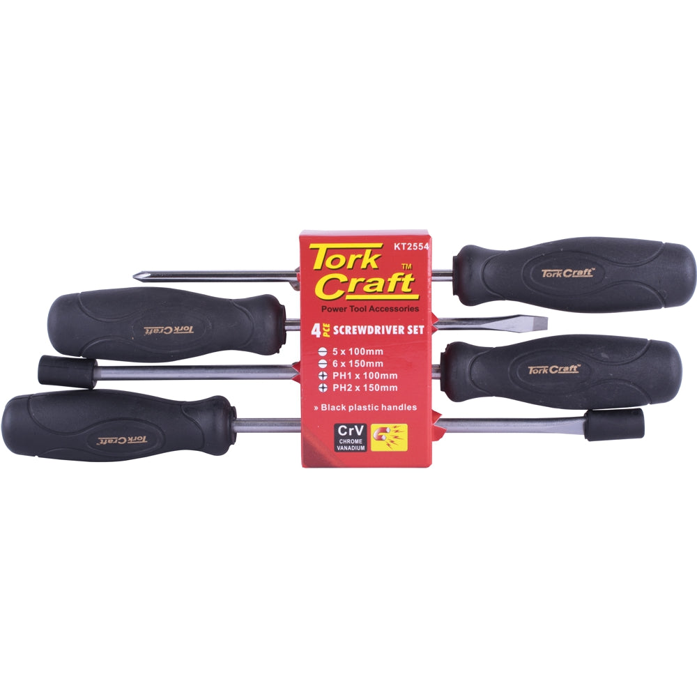 4-Piece Screwdriver Set with Black Handles