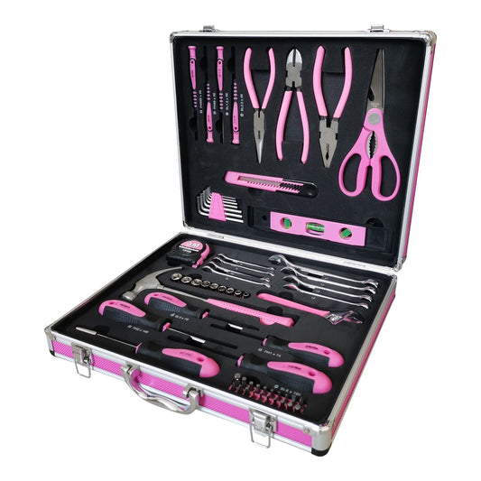 Pink 63-Piece Tool Set with Aluminum Case