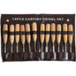 12 Piece Wood Carving Chisel Set in Leather Pouch