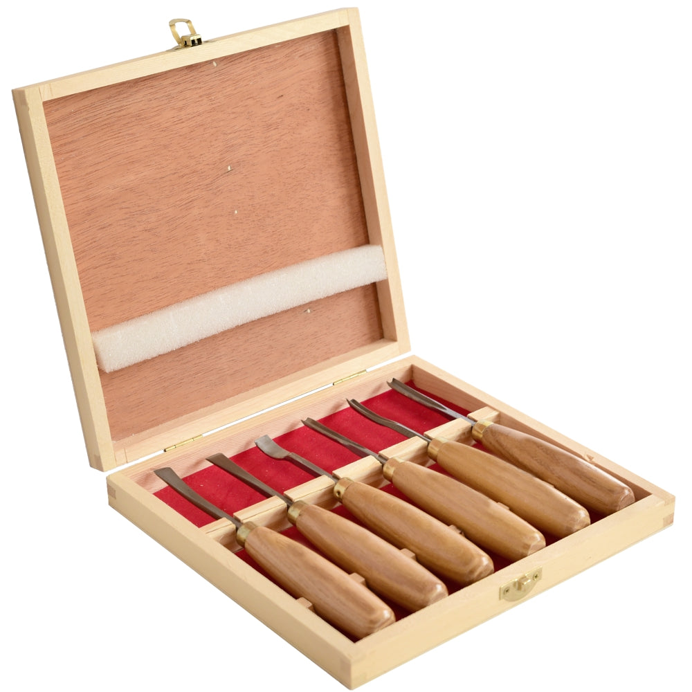 6-Piece Wood Carving Chisel Set in Wooden Box