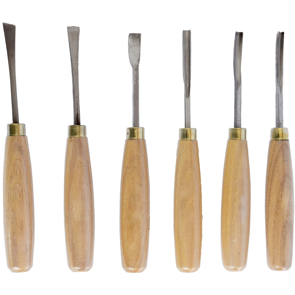 6-Piece Wood Carving Chisel Set in Wooden Box