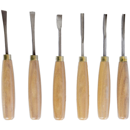 6-Piece Wood Carving Chisel Set in Wooden Box