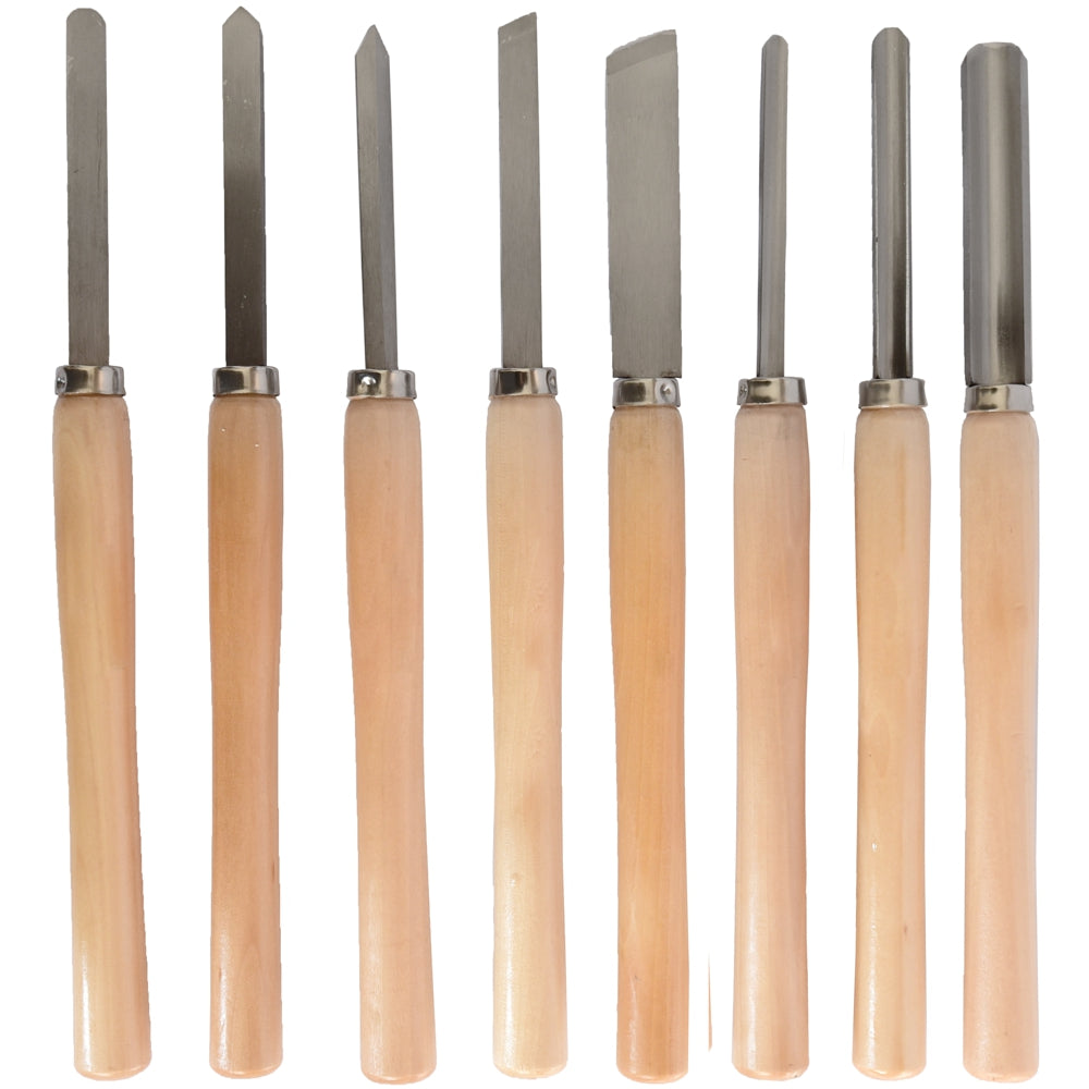 8 Piece Wood Turning Chisel Set in Wooden Box