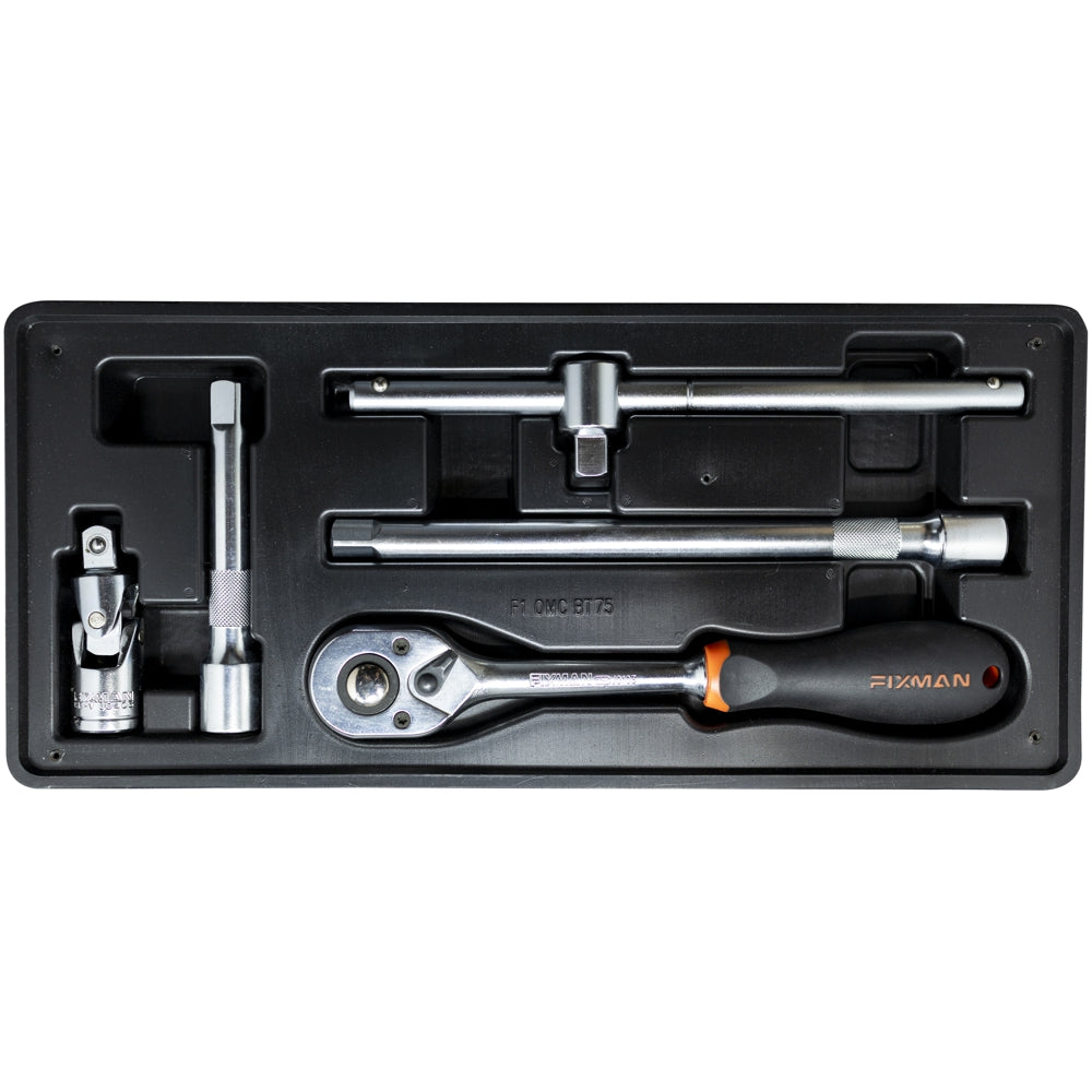 5-piece ratchet and accessory set with a tray