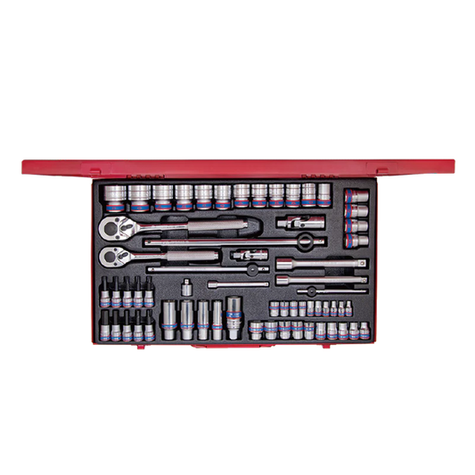 62-Piece 1/4", 3/8" and 1/2" Combination Socket Set