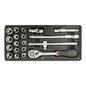 19-Piece 1/2" Ratchet and Accessory Set with One Tray