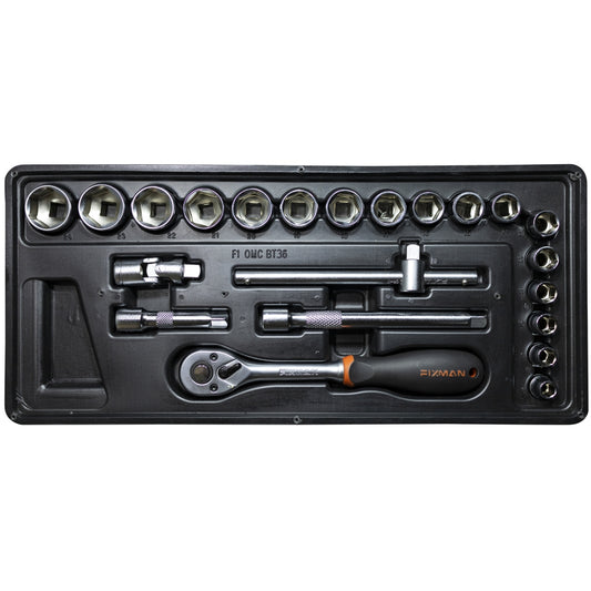 22-Piece Socket and Accessory Set with One Tray