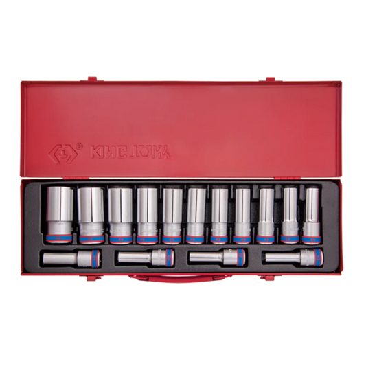 15-Piece 1/2" Drive Socket Set with 12 Bits 10-32mm