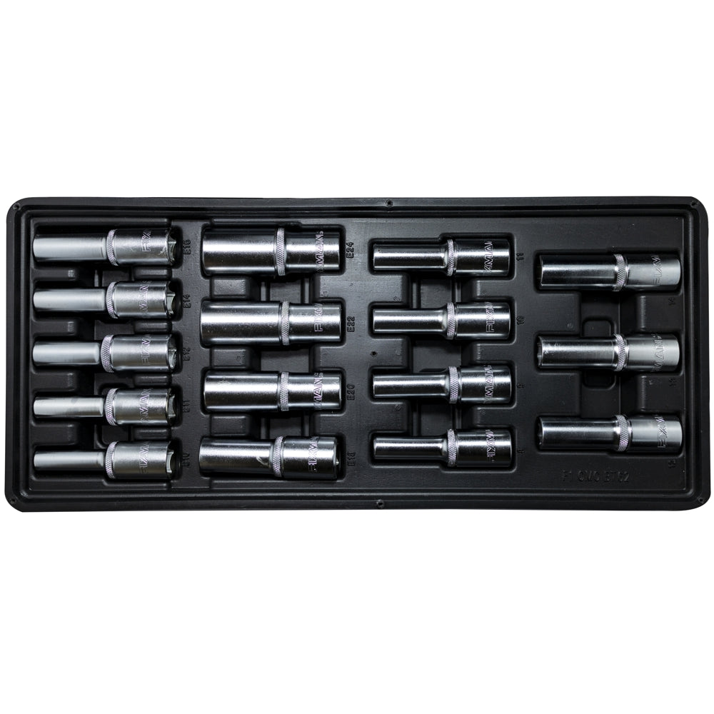 16-Piece Deep Socket Set with One Tray