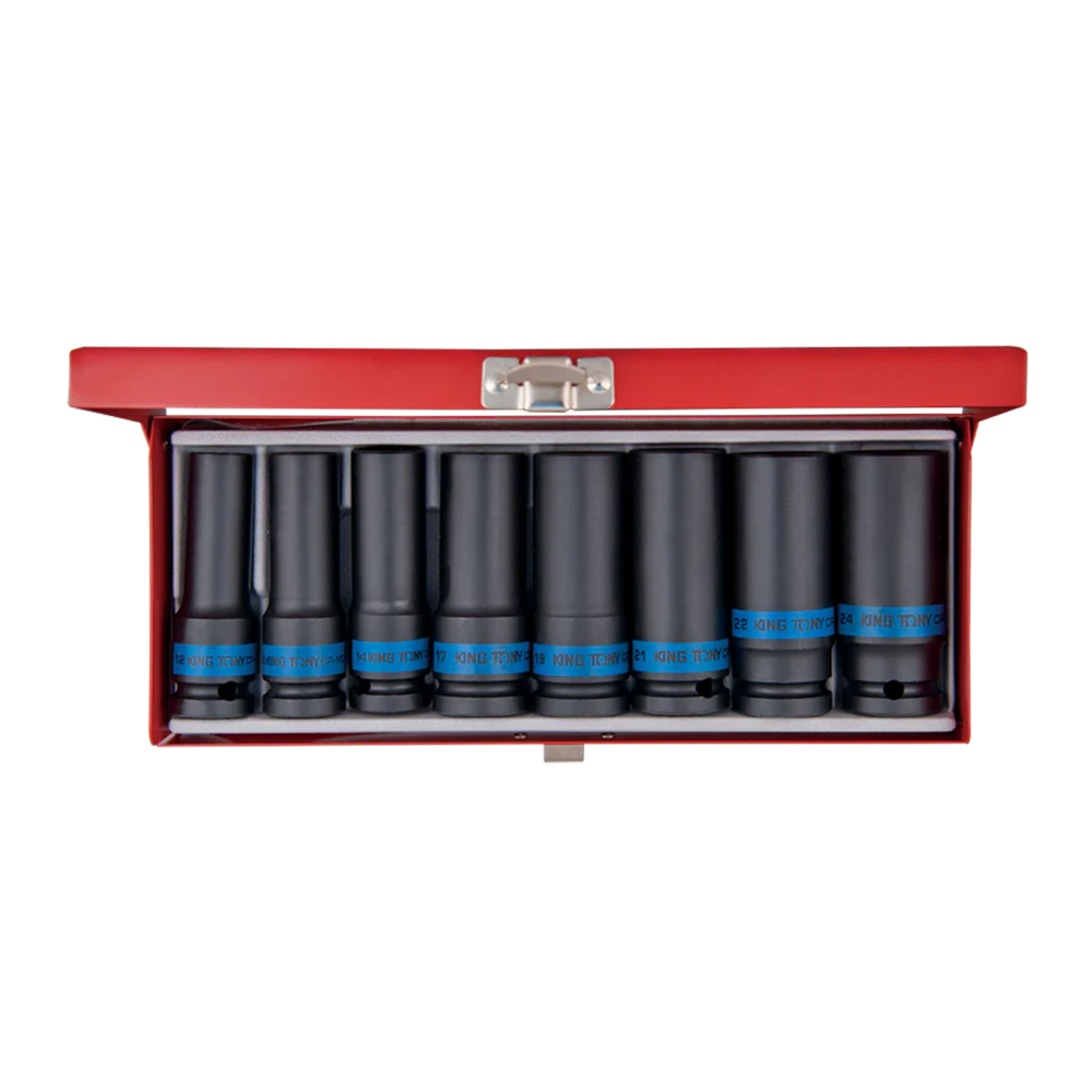 8-Piece 1/2" Impact Socket Set with 6 Bits 12-23mm