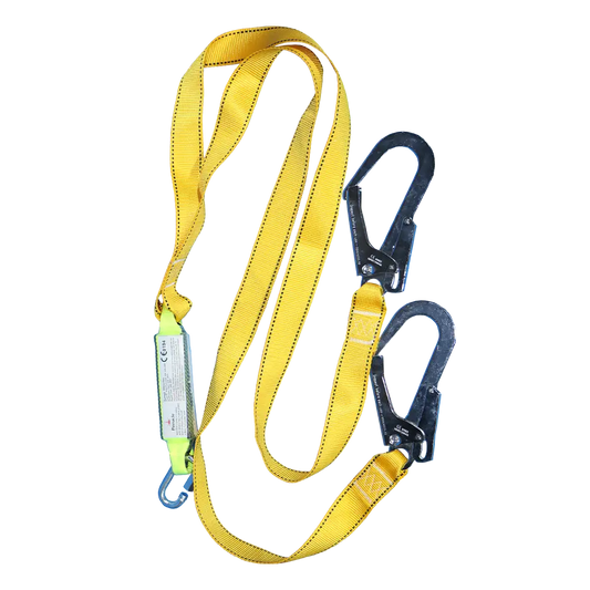 Double cord with shock absorber and scaffolding hook