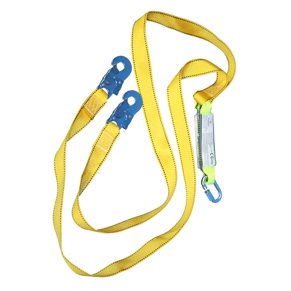 Double cord with shock absorber and carabiner