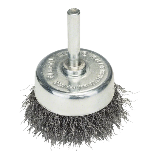 Professional cup brush with crimped steel shaft