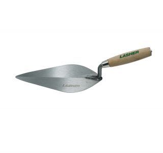 Brick trowel with wooden handle