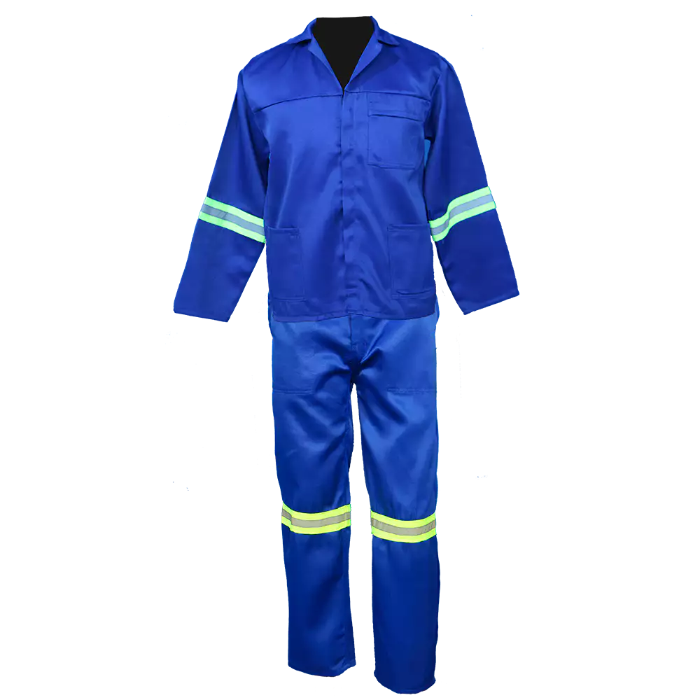 Two-piece polyester conti suit with reflective tape