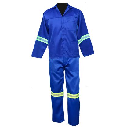 Two-piece polyester conti suit with reflective tape