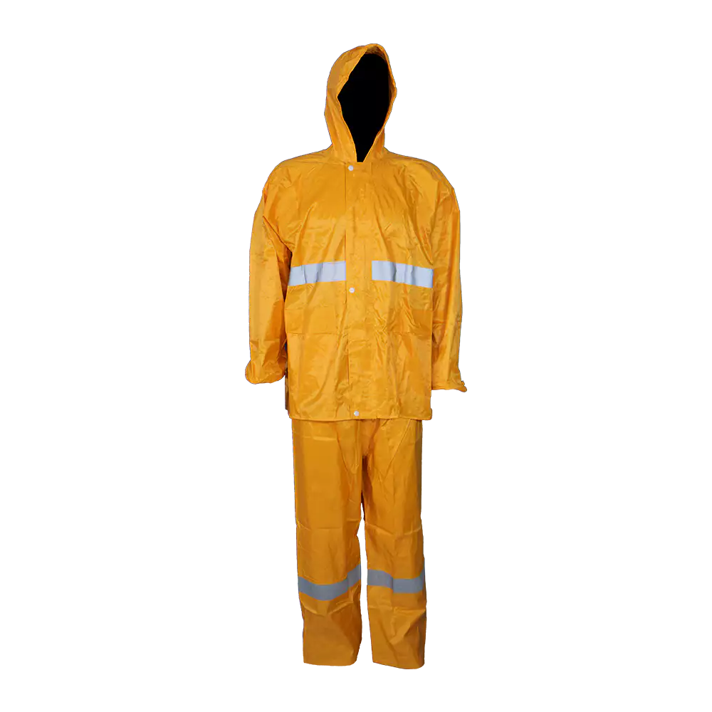 PVC rubber rain suit with reflective tape