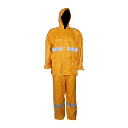 PVC rubber rain suit with reflective tape