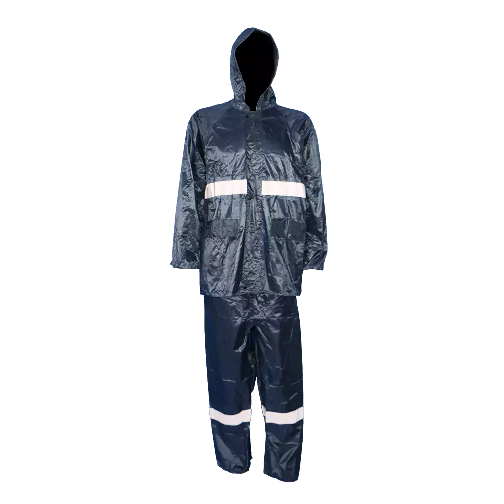 PVC rubber rain suit with reflective tape