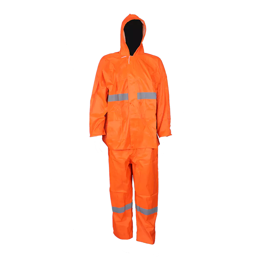 PVC rubber rain suit with reflective tape