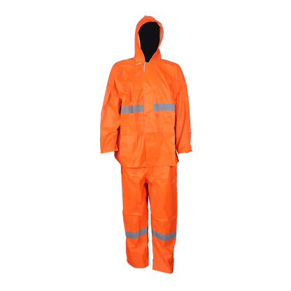 PVC rubber rain suit with reflective tape