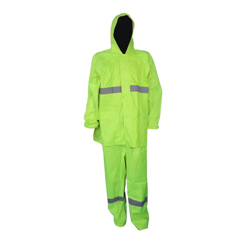 PVC rubber rain suit with reflective tape