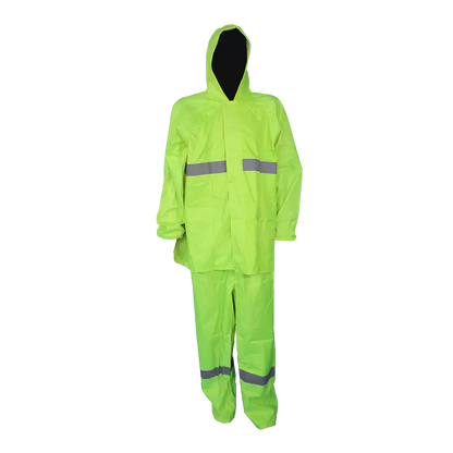 PVC rubber rain suit with reflective tape