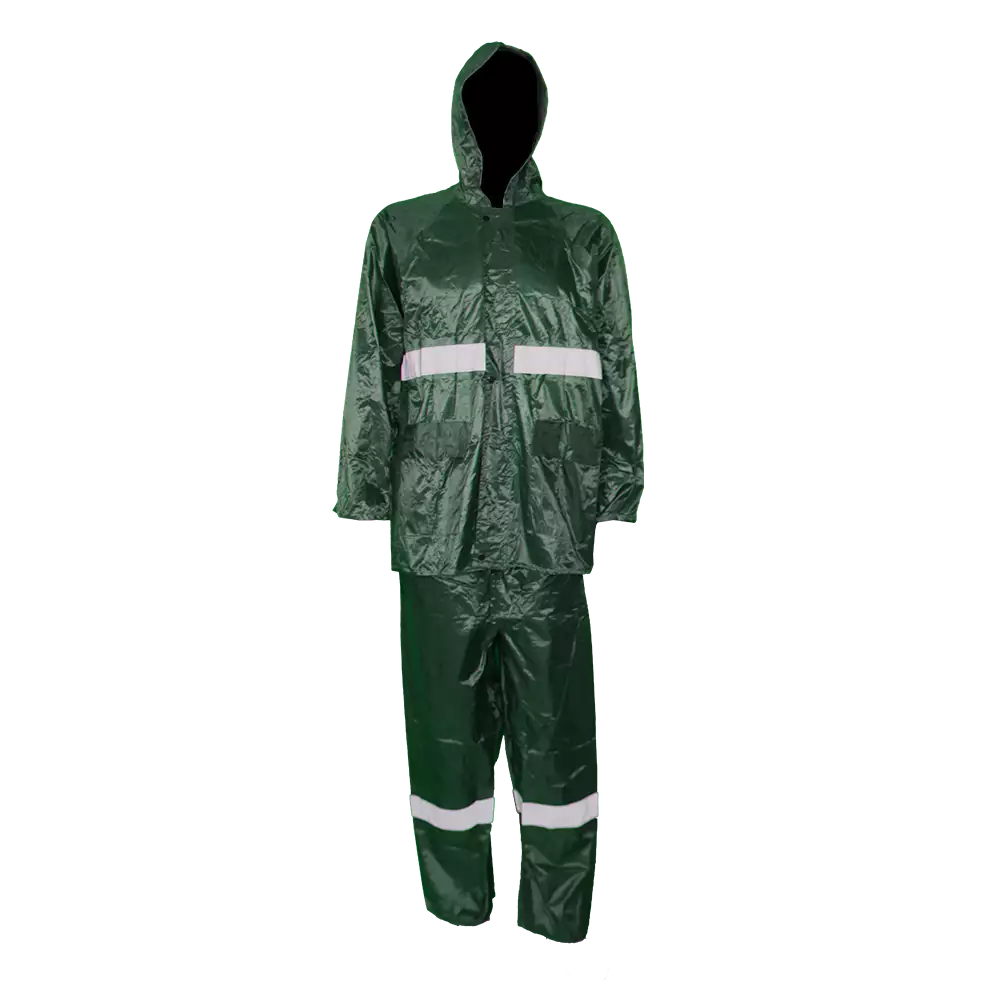 PVC rubber rain suit with reflective tape