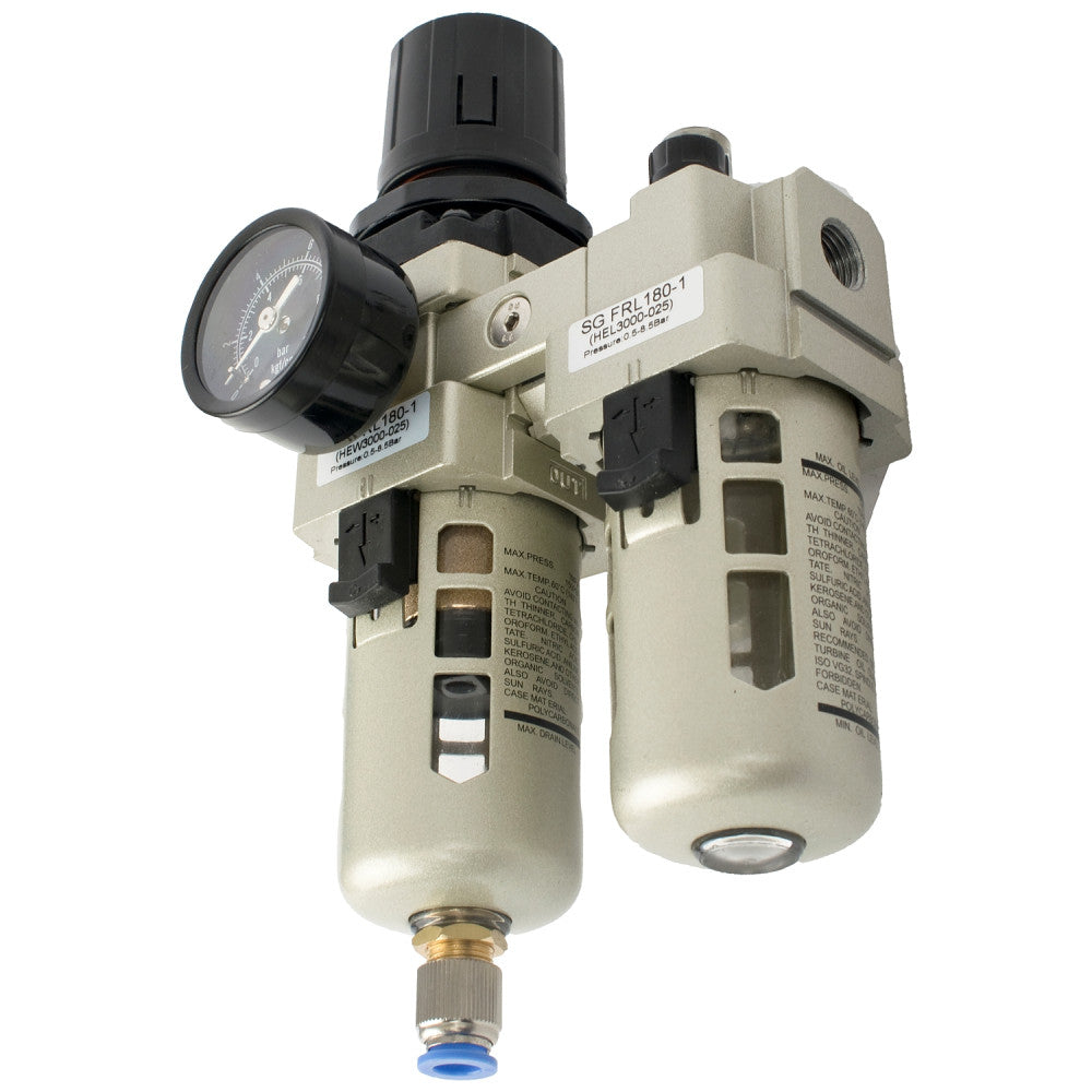 1/4" BSP in-line filter, regulator and lubricator