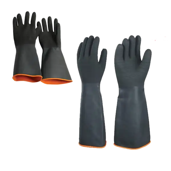 Black industrial rubber glove with rough palm