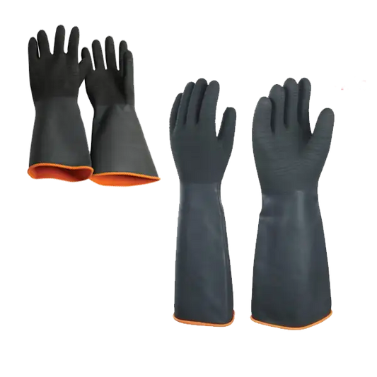 Black industrial rubber glove with rough palm