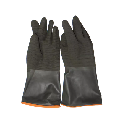 Black industrial rubber glove with rough palm