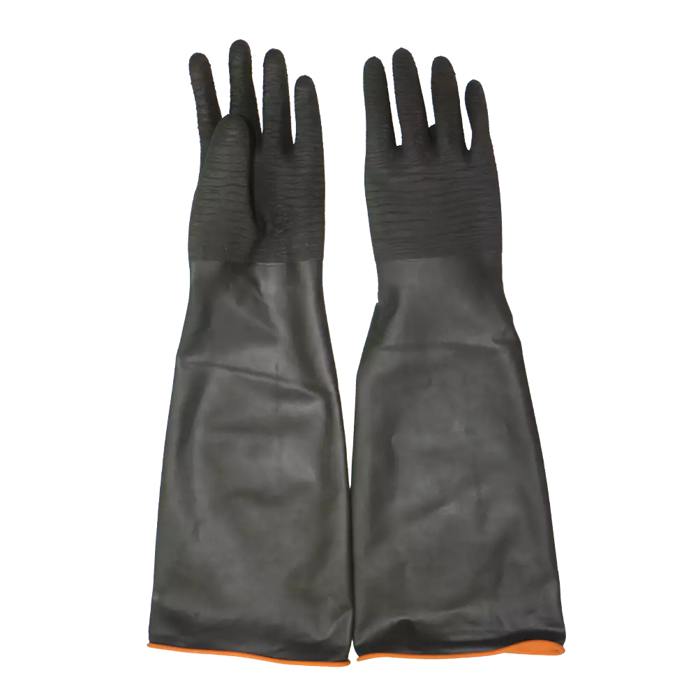 Black industrial rubber glove with rough palm