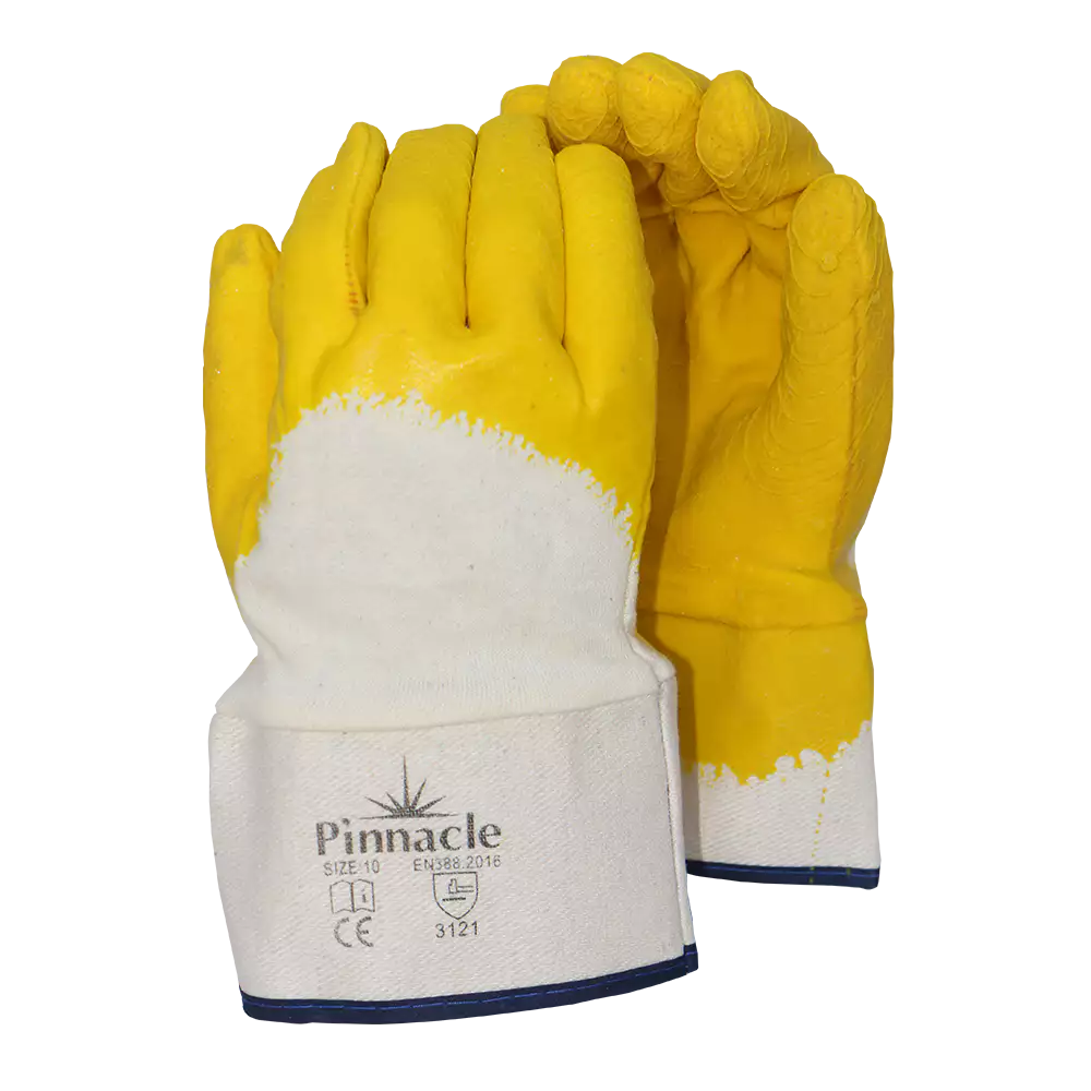 Comarex 3/4 Dipped Wrinkled Yellow Latex Glove