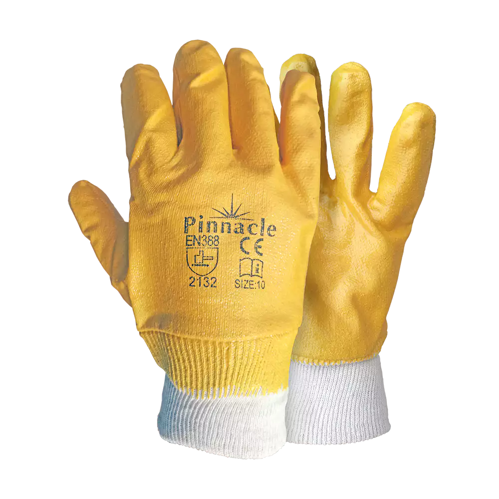 Yellow nitrile mesh wrist glove