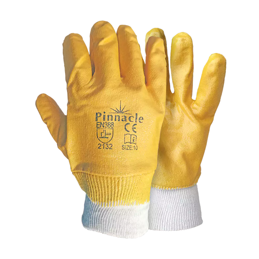 Yellow nitrile mesh wrist glove